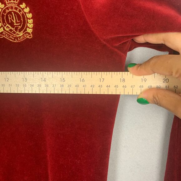 Lauren Ralph Lauren Women’s Medium Velvet Crest Zip Jacket Rich Red Glam Street - Picture 7 of 13